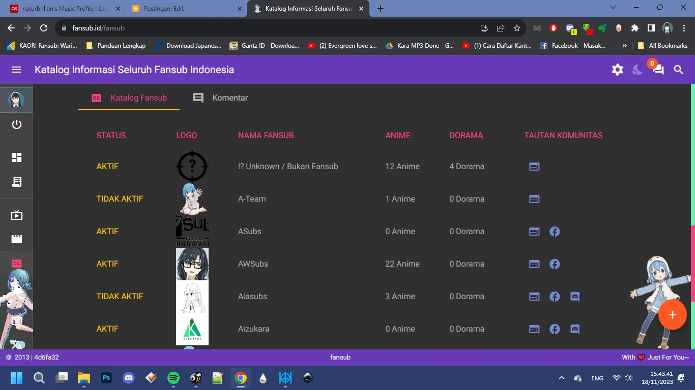 list fansubs